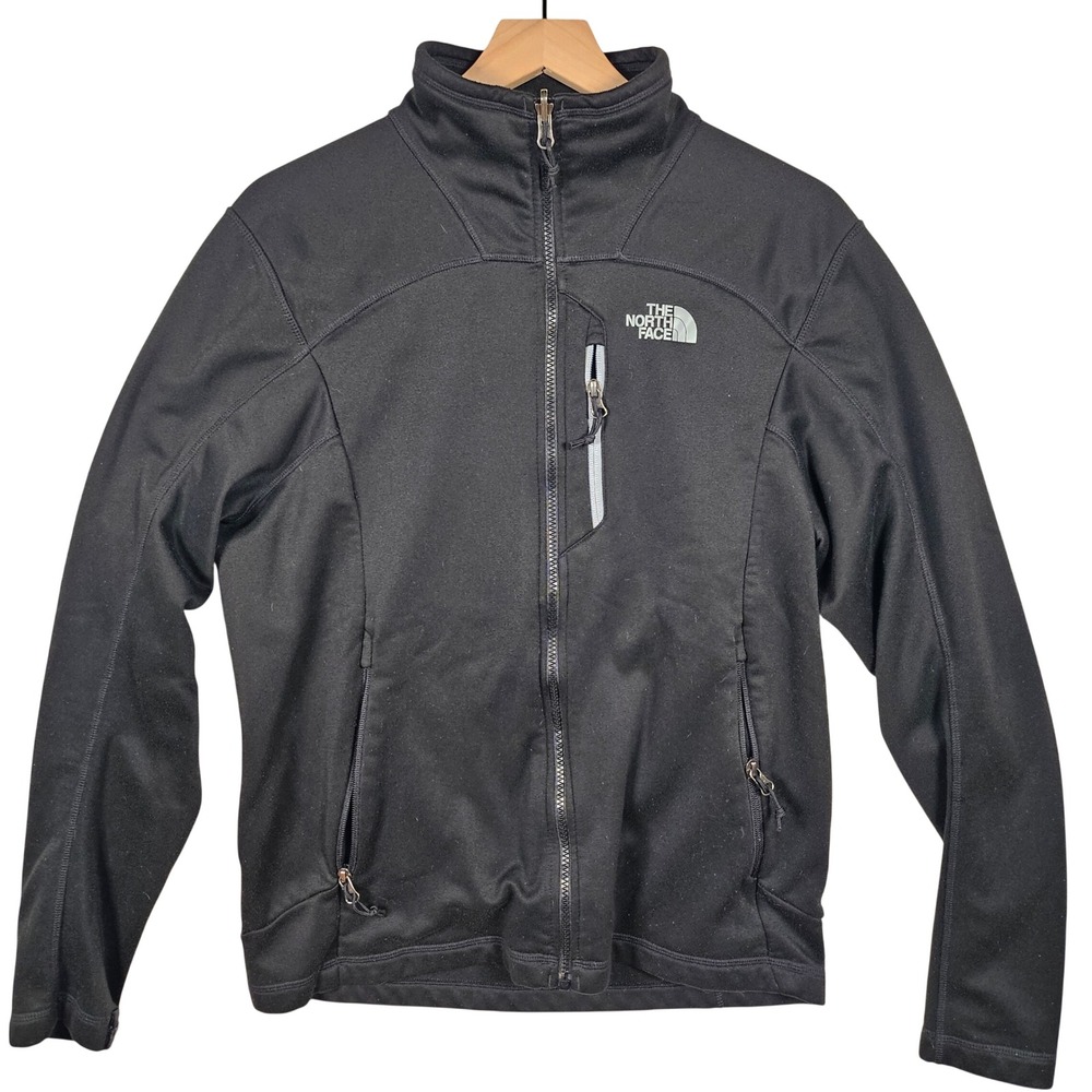 The North Face Softshell Jacket Mens Medium Regular Black Full Zip Fleece Lined